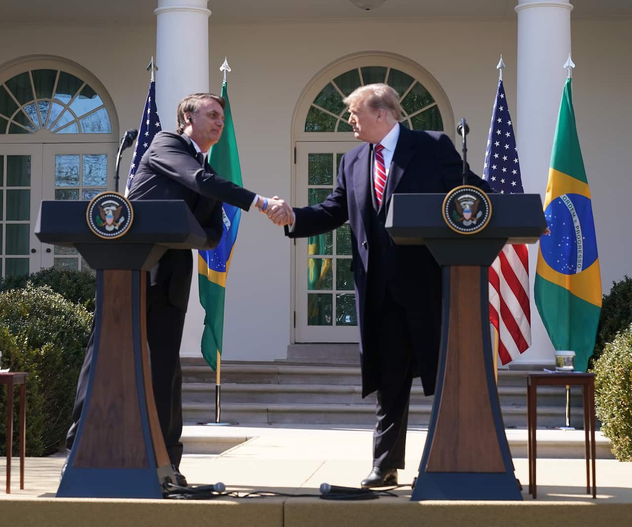United States President Donald J. Trump holds a news conference with President Jair Bolsonoro of Brazil at the White House.