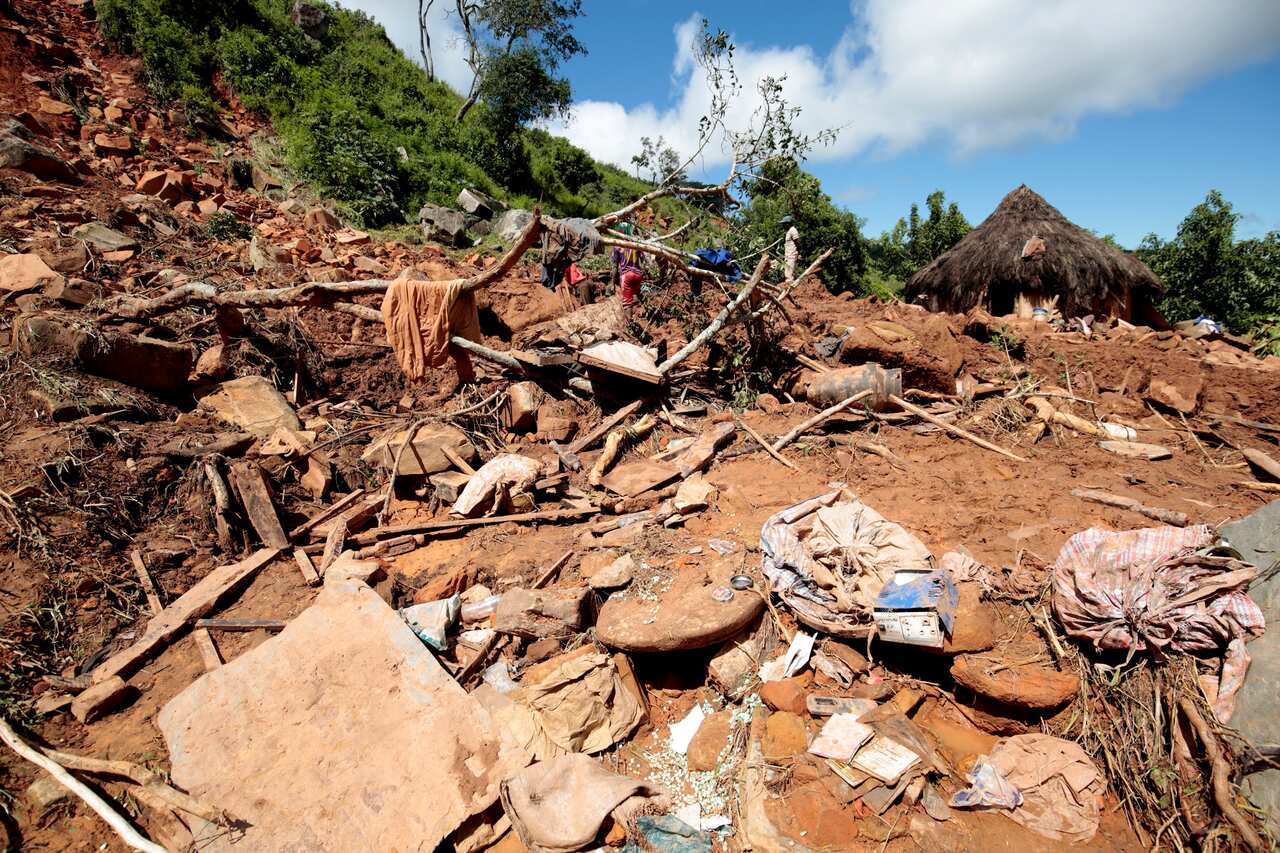 A view on a damaged house after cyclone Idai hit Chimanimani, 500 km east of the capital Harare, Zimbabwe.