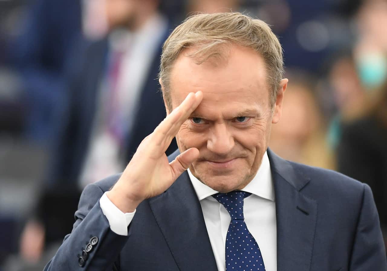 The President of the European Council, Donald Tusk, before the debate on the Conclusions of the European Council meeting.