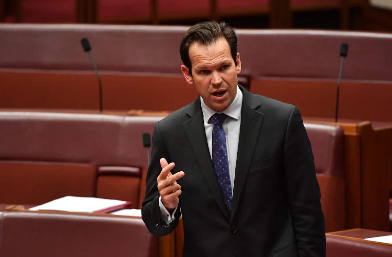 Minister for Resources Matt Canavan during Question Time in the Senate chamber at Parliament House in Canberra, 2019