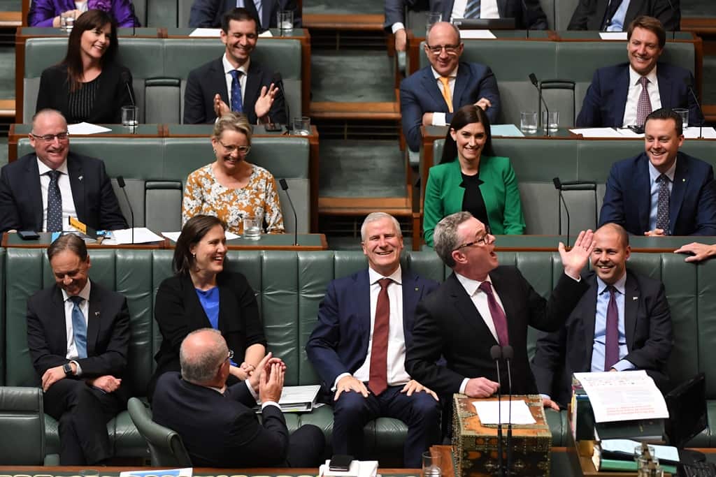 Minister for Defence Christopher Pyne delivers his valedictory speech during Question Time in the House of Representatives at Parliament House, in Canberra, Thursday, 4 April 2019. (AAP Image/Sam Mooy) NO ARCHIVING