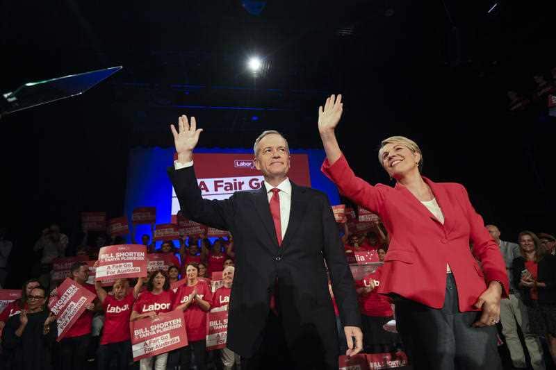 Opposition Leader Bill Shorten and Deputy Leader of the Labor Party Tanya Plibersek after speaking at a Labor volunteers rally in Burwood.