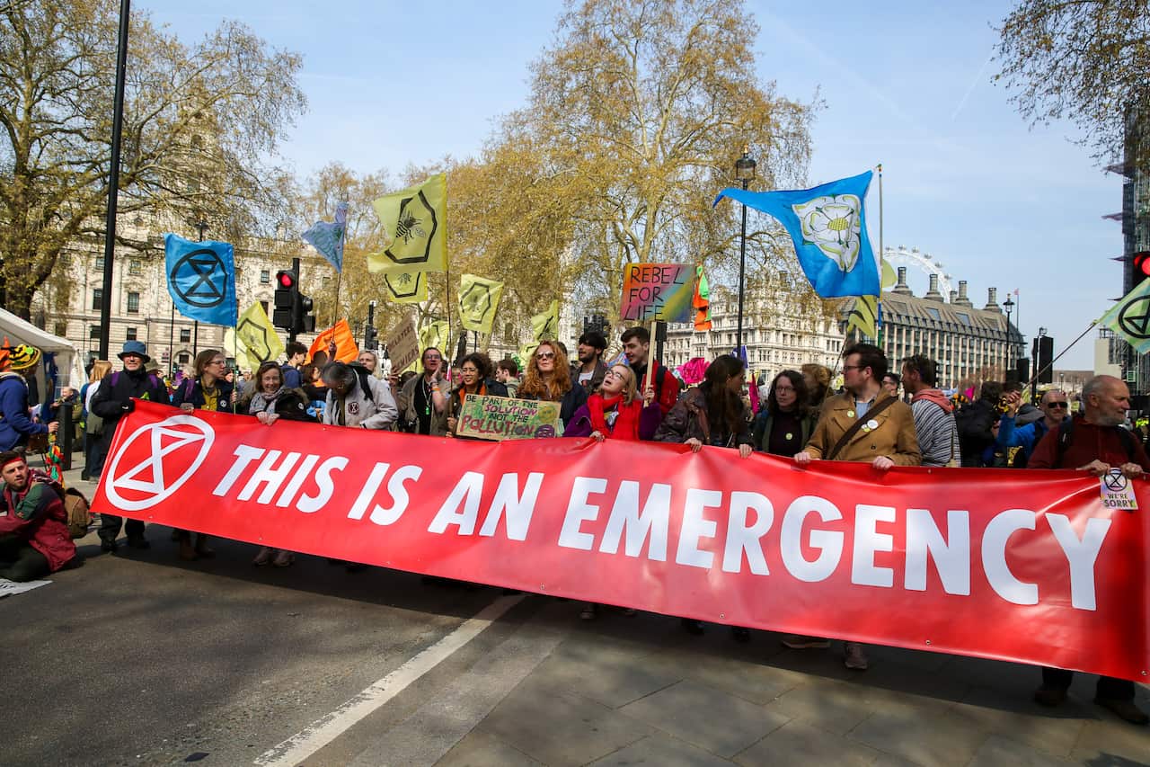 Activist protest at the Parliament Square demanding for urgent Government action on climate change, the protest was organised by Extinction Rebellion. 