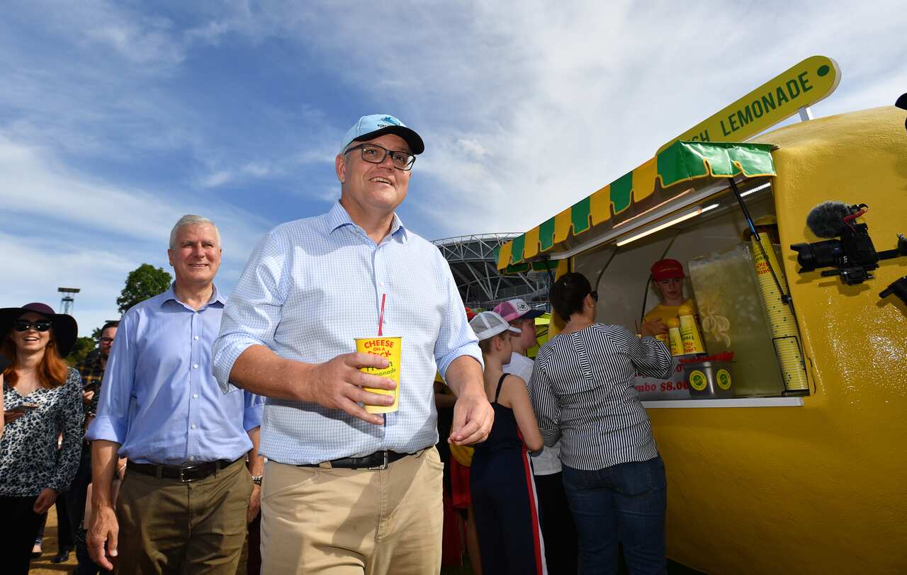 Prime Minister Scott Morrison and Deputy Prime Minister Michael McCormack at the Royal Easter Show at the Olympic Park Showgrounds in Sydney, Sunday, April 21, 2019. (AAP Image/Mick Tsikas) NO ARCHIVING