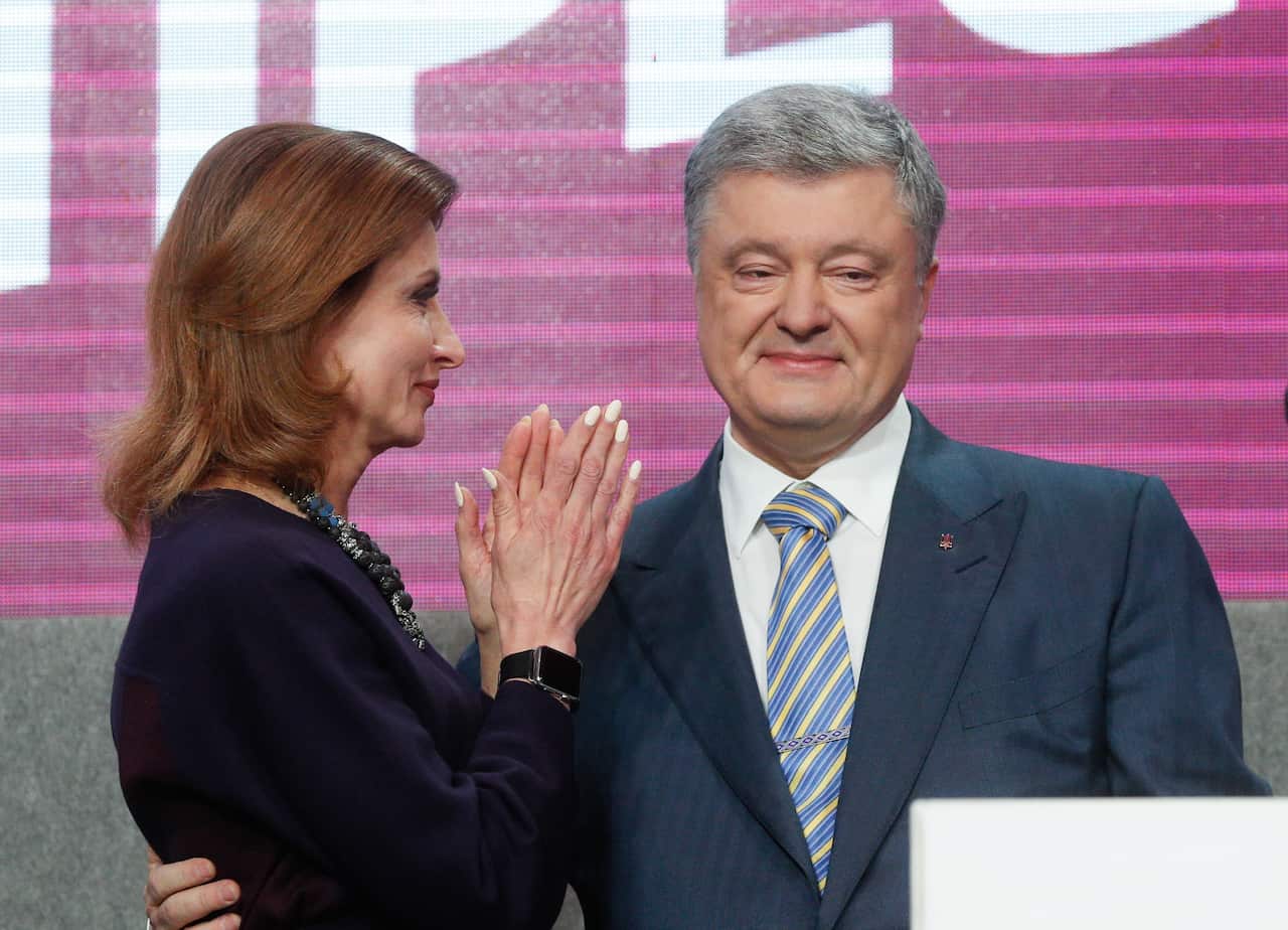 Ukrainian President and Presidential candidate Petro Poroshenko and his wife Maryna.