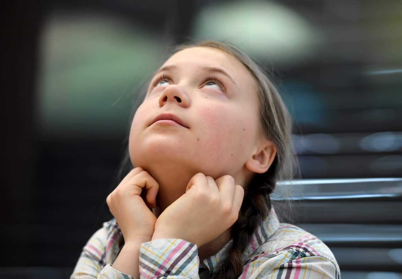 Swedish schoolgirl climate activist Greta Thunberg speaks during an event inside the Houses of Parliament in Westminster, London.