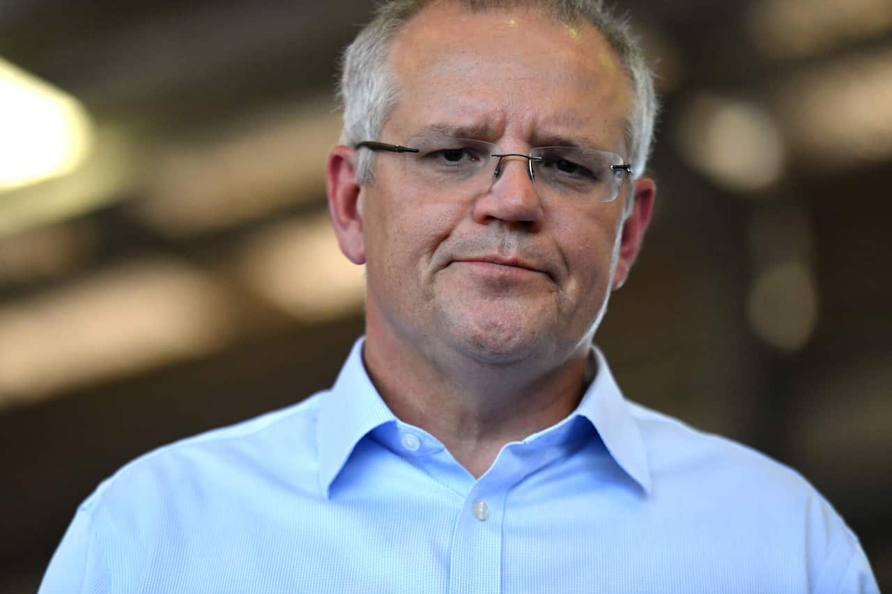 Prime Minister Scott Morrison at a press conference after visiting RGM Maintenance in Darwin, Wednesday, April 24, 2019. (AAP Image/Mick Tsikas) NO ARCHIVING