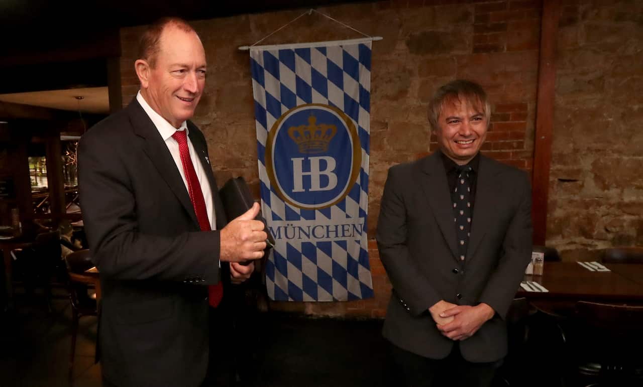 Fraser Anning with Dr Cheok during the election.