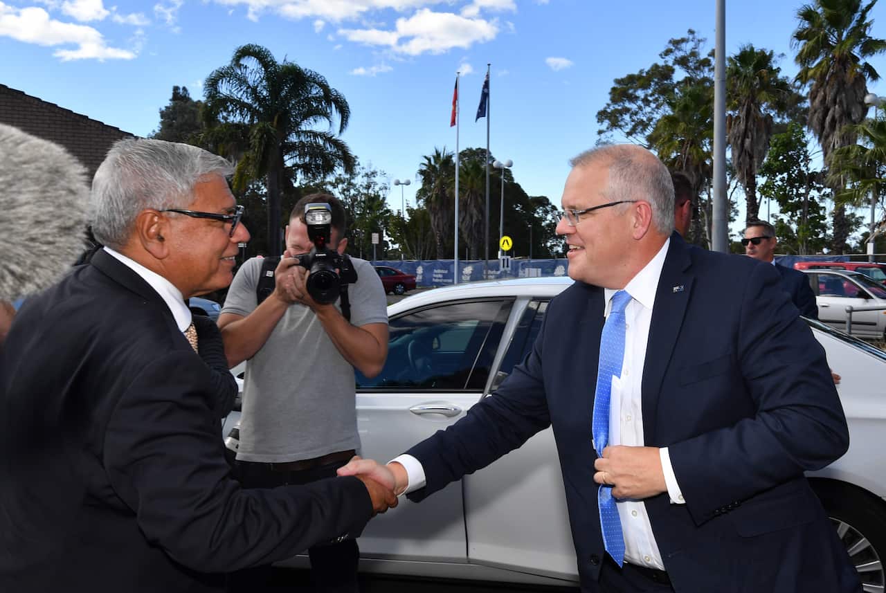 Prime Minister Scott Morrison was campaigning in the ultra-marginal seat of Gilmore on Monday. 