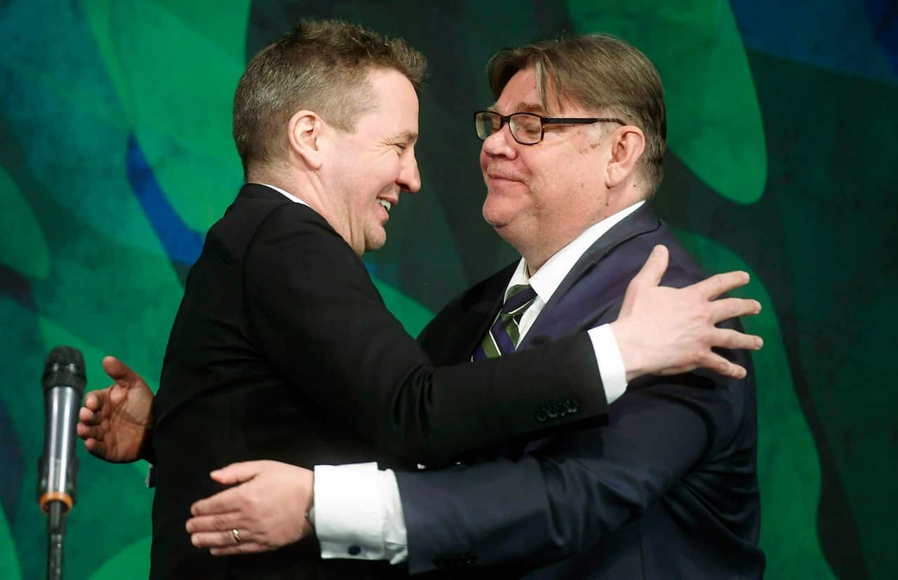 Finland's Foreign Minister Timo Soini, right, and Iceland's Foreign Minister Gudlaugur Thor Thordarson after a joint press conference during the Arctic Council Ministerial Meeting in Rovaniemi, Finland