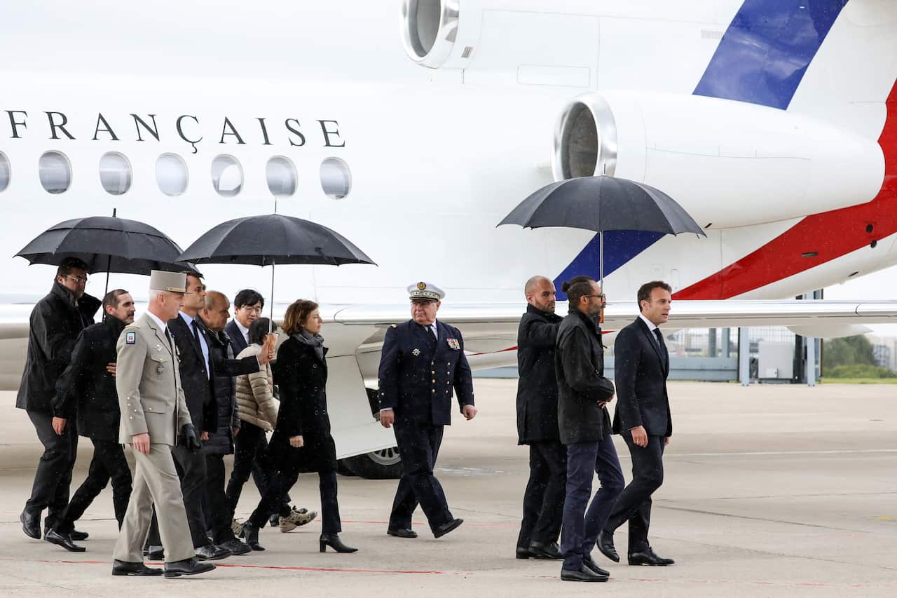 The hostages arrived at Villacoublay airport, near Paris, France.
