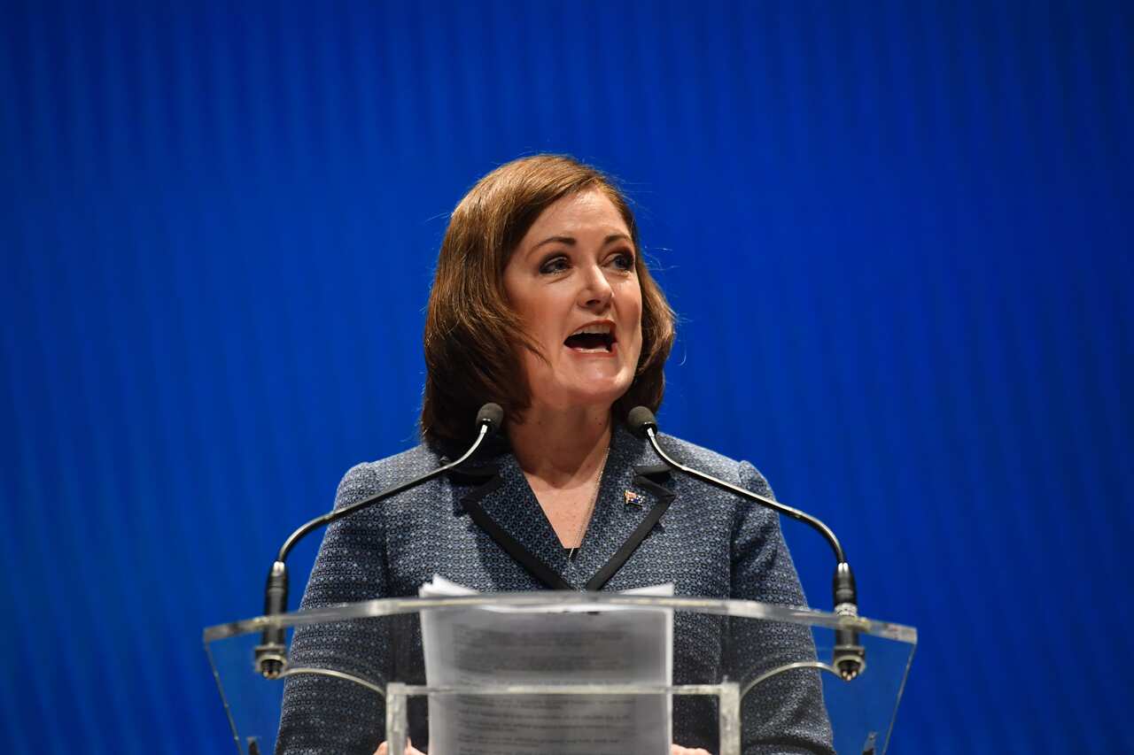 Liberal member for Corangamite Sarah Henderson during the Liberal Party campaign launch for the 2019 Federal election at the Melbourne Convention Centre in Melbourne, Sunday, May 12, 2019. (AAP Image/Mick Tsikas) NO ARCHIVING