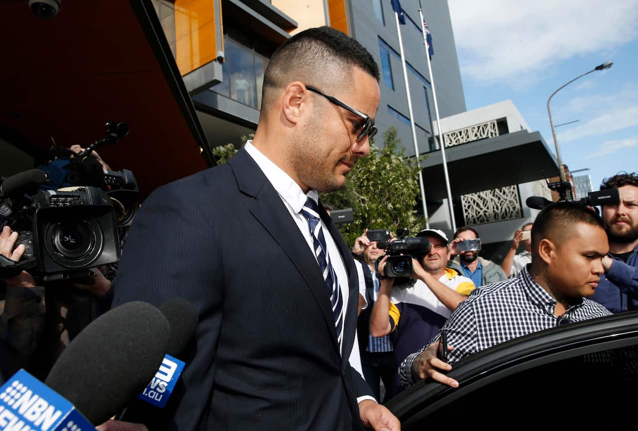 Hayne did not answer questions as he left the Newcastle court on Wednesday.