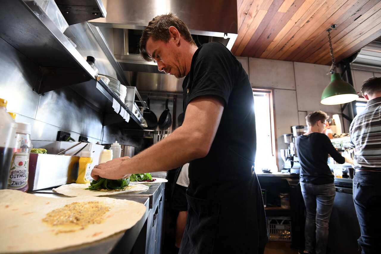 Workers at a restaurant in Brisbane.