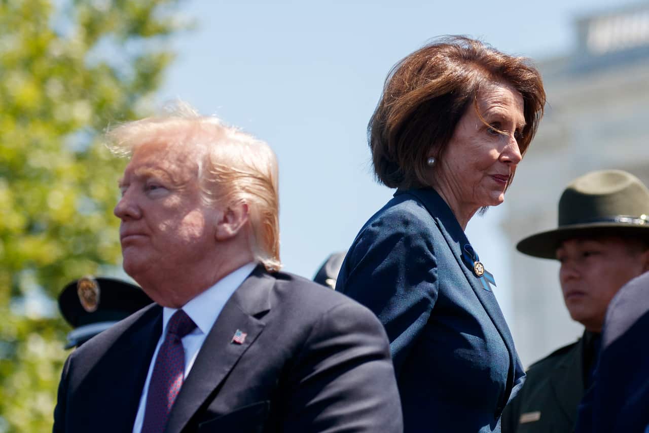 US President Donald Trump with House Speaker Nancy Pelosi.