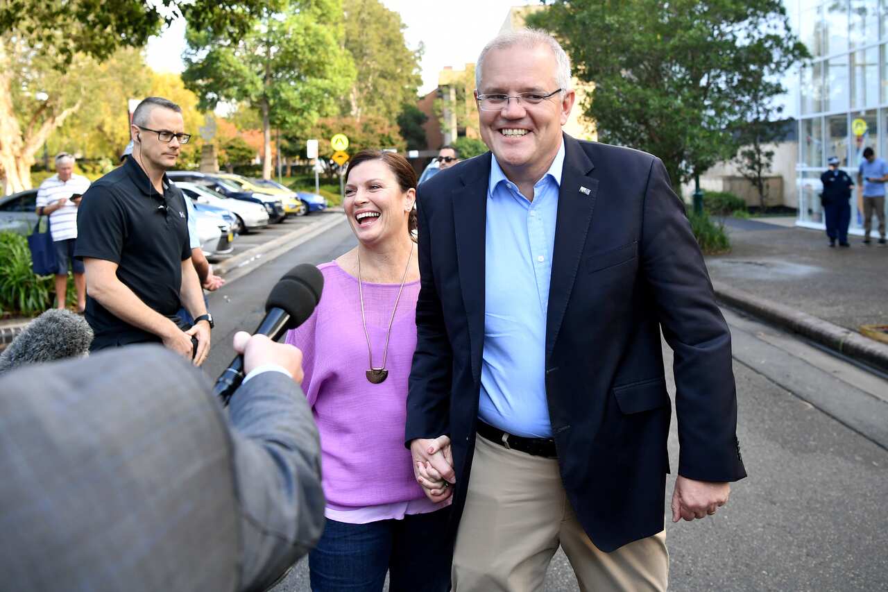 Prime Minister Scott Morrison and wife Jenny on Sunday.