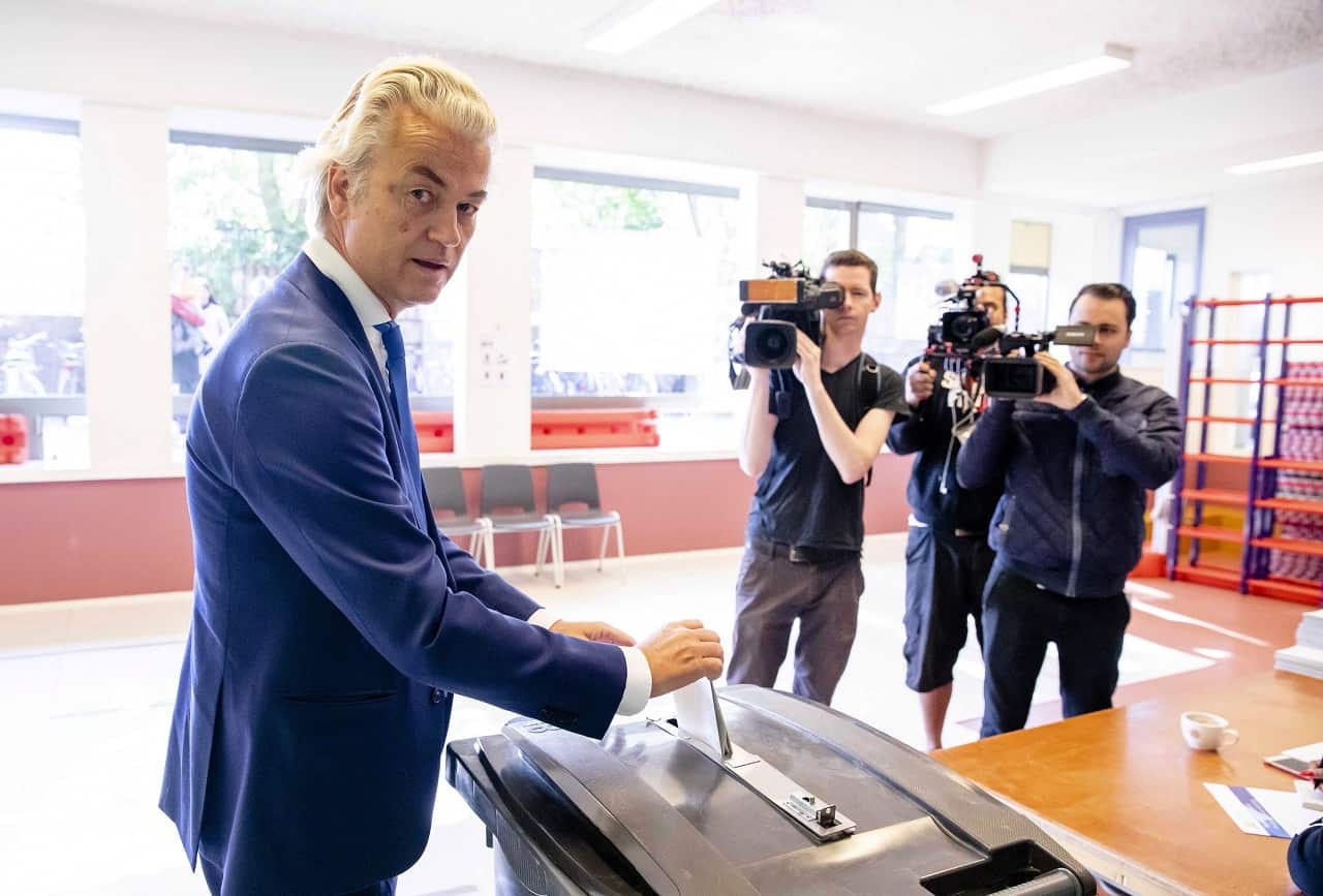 Dutch populist politician casts his vote.