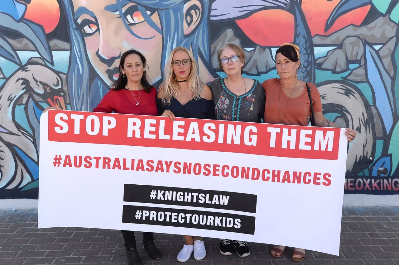 A community rally against the release of convicted paedophile and child murderer, Michael Guider, in Bondi.