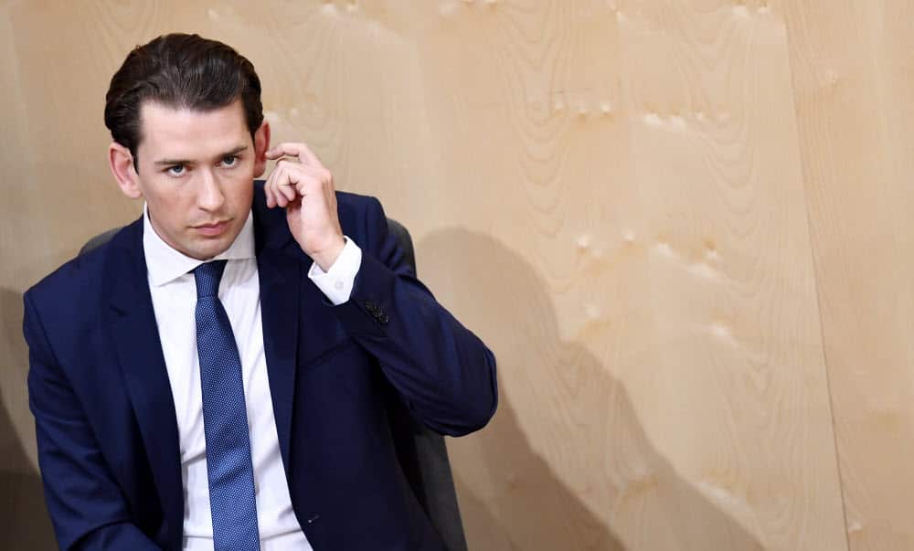 Chancellor Sebastian Kurz facing the no-confidence vote at parliament.