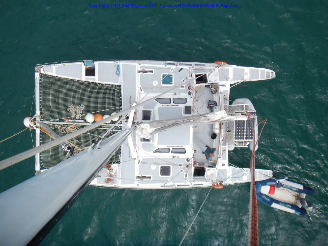 A catamaran belonging to Lewis Bennett, whose wife died after their yacht sank off the coast of Cuba.