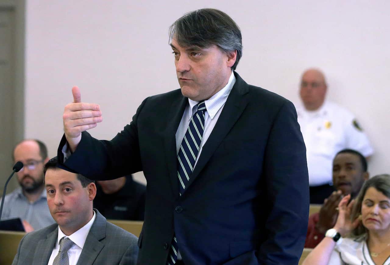 Brian Glenny, first assistant district attorney, addresses the court during a pretrial hearing for actor Kevin Spacey.