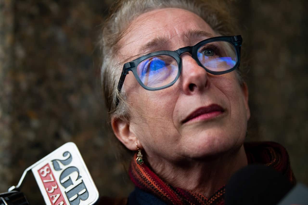 Victim's mother Tess Knight speaks to the media on Tuesday.