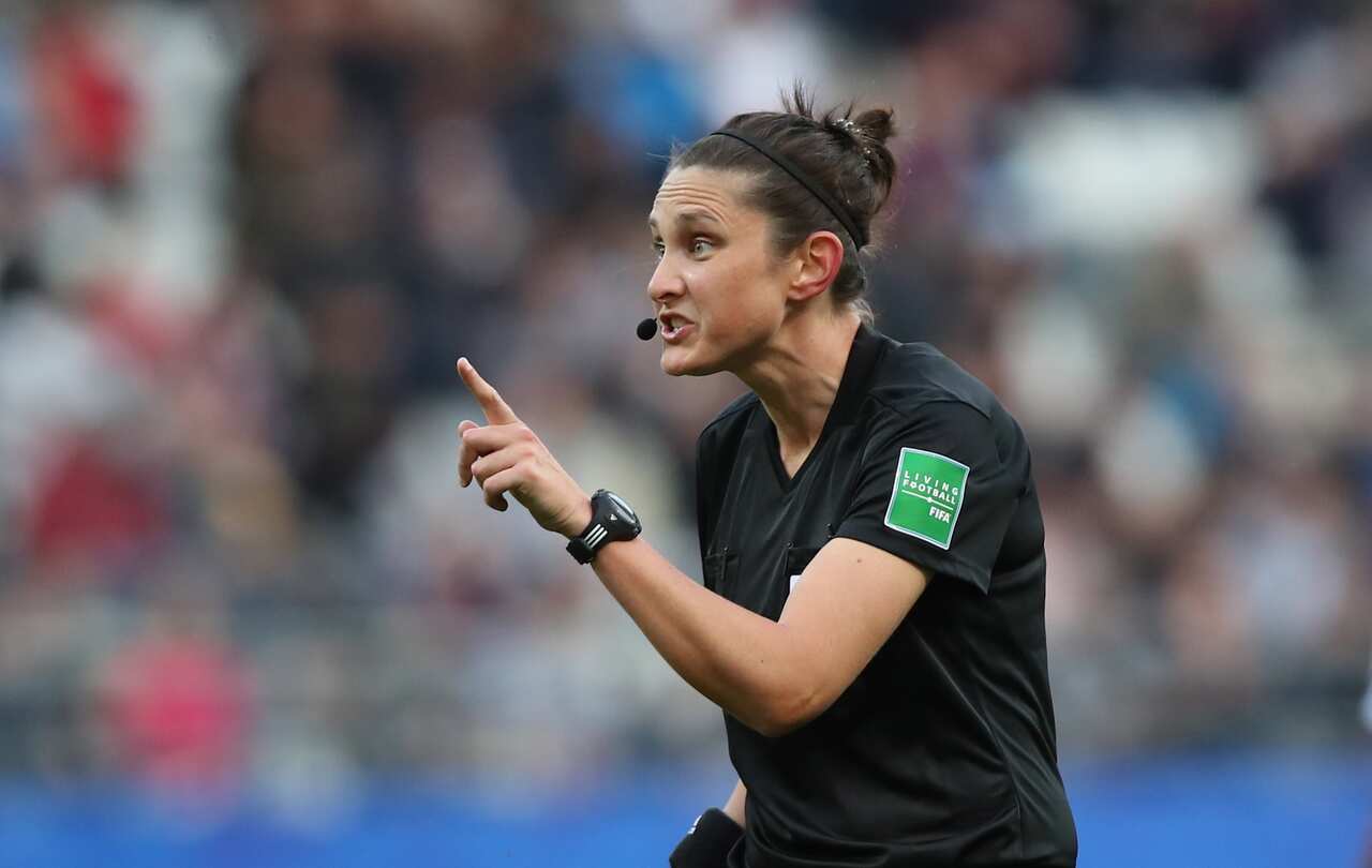 Referee Kate Jacewicz of Australia reacts during the preliminary round match between Norway and Nigeria at the FIFA Women's World Cup 2019.