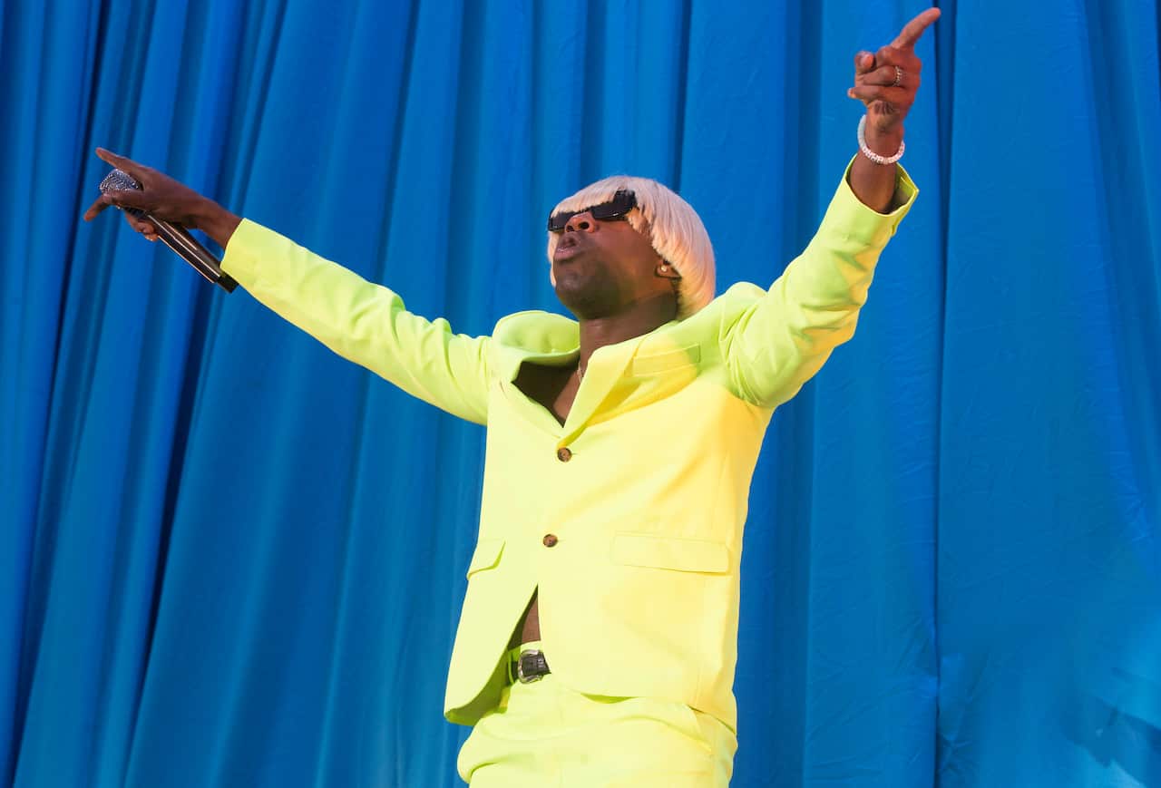 Tyler, the Creator performs on Day 1 of the 2019 Firefly Music Festival at The Woodlands on Friday, June 21, 2019, in Dover, Del. (Photo by Owen Sweeney/Invision/AP)