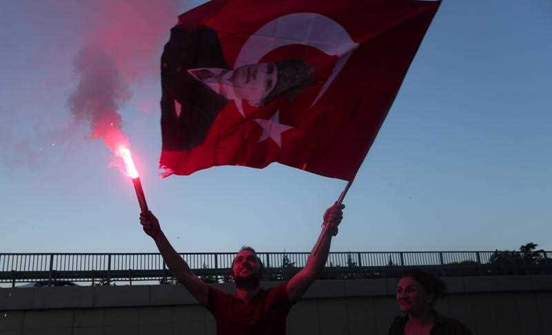 Supporters of Republican People's Party (CHP) candidate for mayor of Istanbul Ekrem Imamoglu celebrate after the Istanbul mayoral elections re-run, in Istanbul