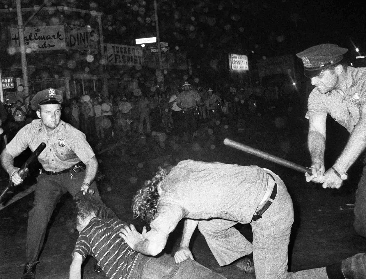 Police violence near the Stonewall Inn in 1970.