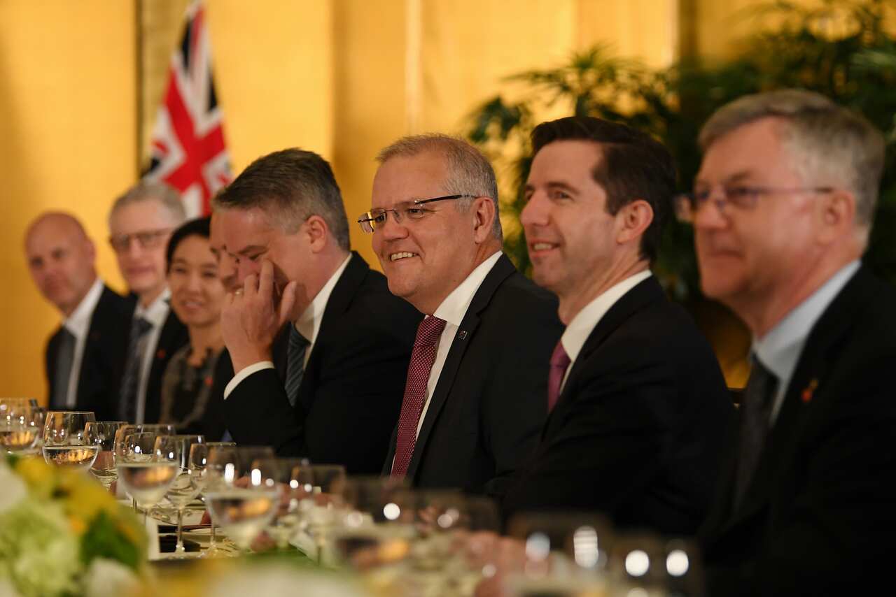 Australian Prime Minister Scott Morrison at a working dinner with President of the United States of America Donald Trump ahead of the G20. 