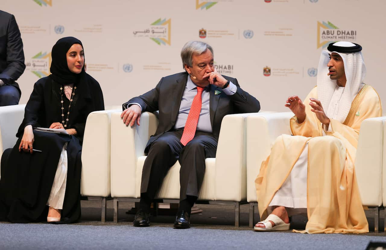 UN chief Antonio Guterres at the Abu Dhabi climate meeting.