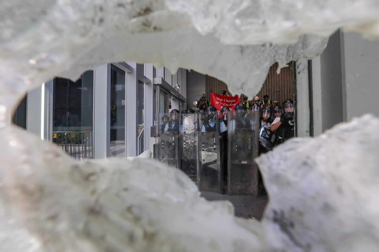 Police inside the Legislative Council.