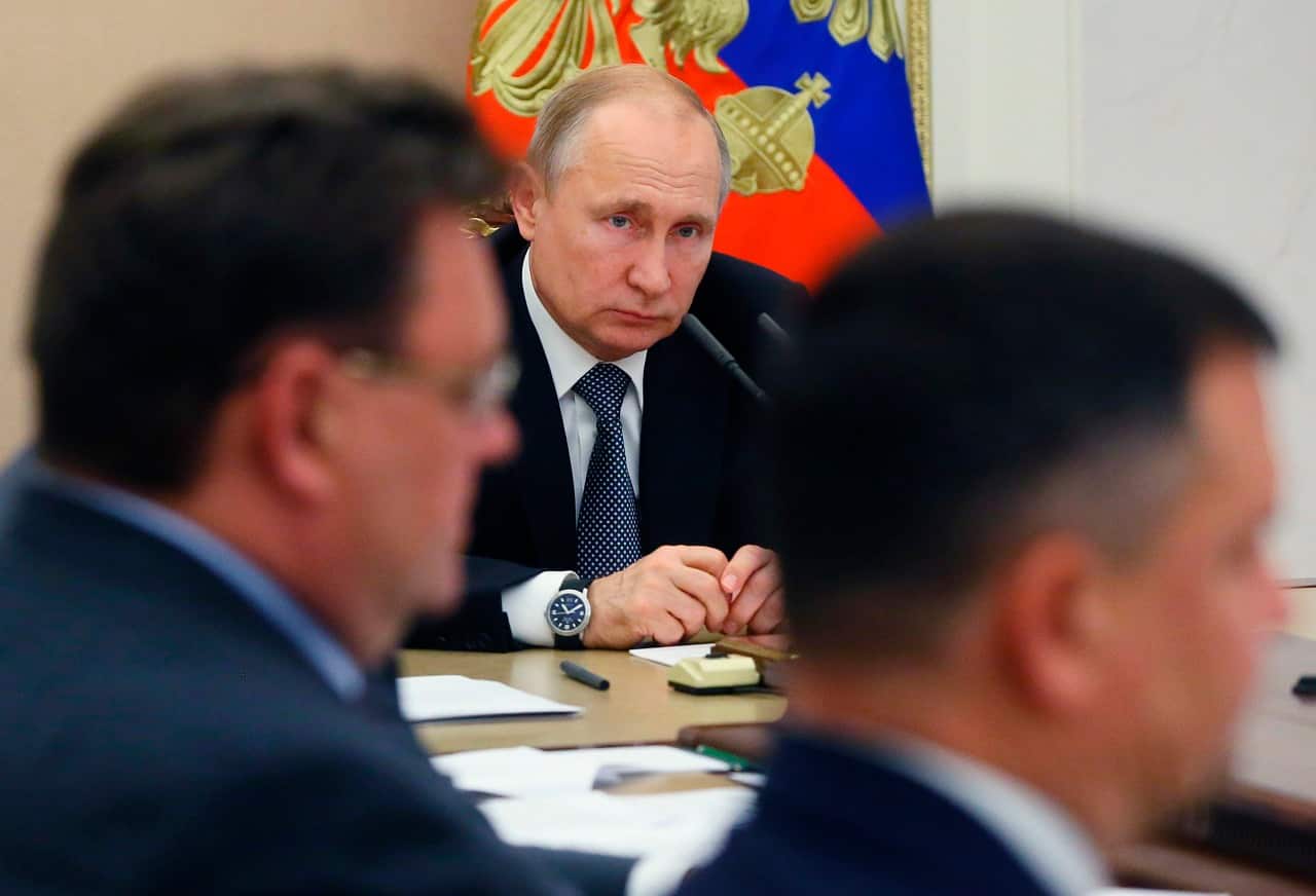President Vladimir Putin chairs a cabinet meeting in the Kremlin on Wednesday.