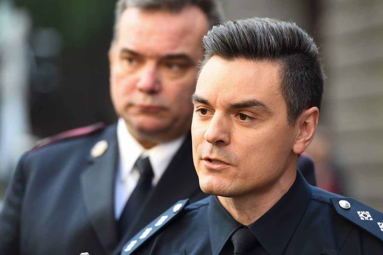 Victoria Police Acting Inspector John Travaglini speaks to the media on Friday.