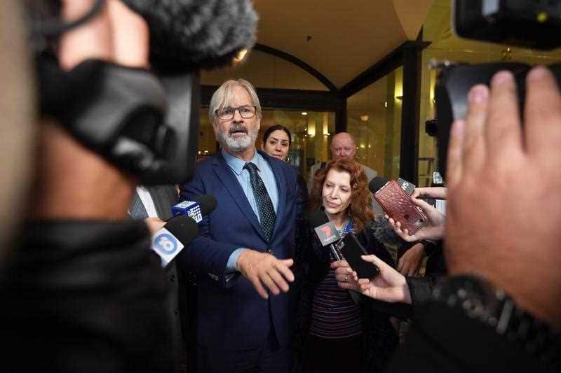 John Jarratt leaving court after being found not guilty in July. 
