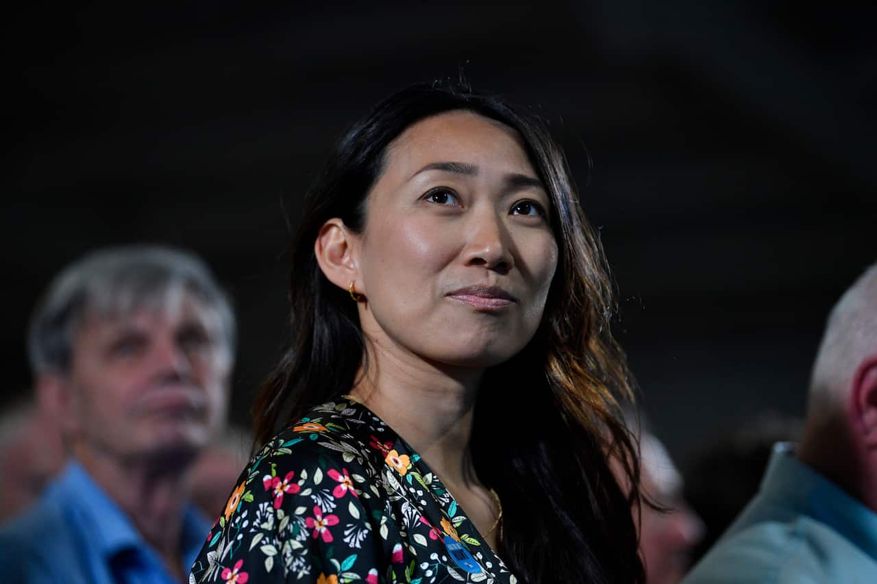 Jeremy Hunt's wife Lucia Guo attends a Conservative Party leadership campaign hustings at the Kent Showgrounds in Maidstone.