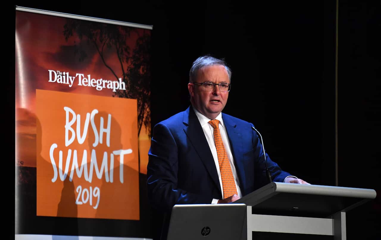 Leader of the Opposition Anthony Albanese at the Daily Telegraph Bush Summit 2019 in Dubbo, 390km north west of Sydney, Thursday, July 18, 2019. (AAP Image/Mick Tsikas) NO ARCHIVING