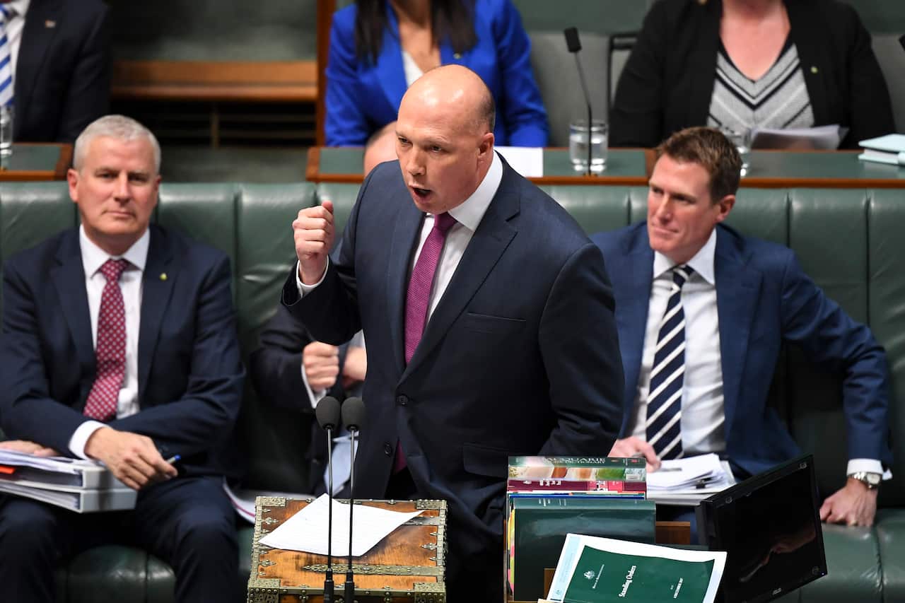 Home Affairs Minister Peter Dutton in Parliament.