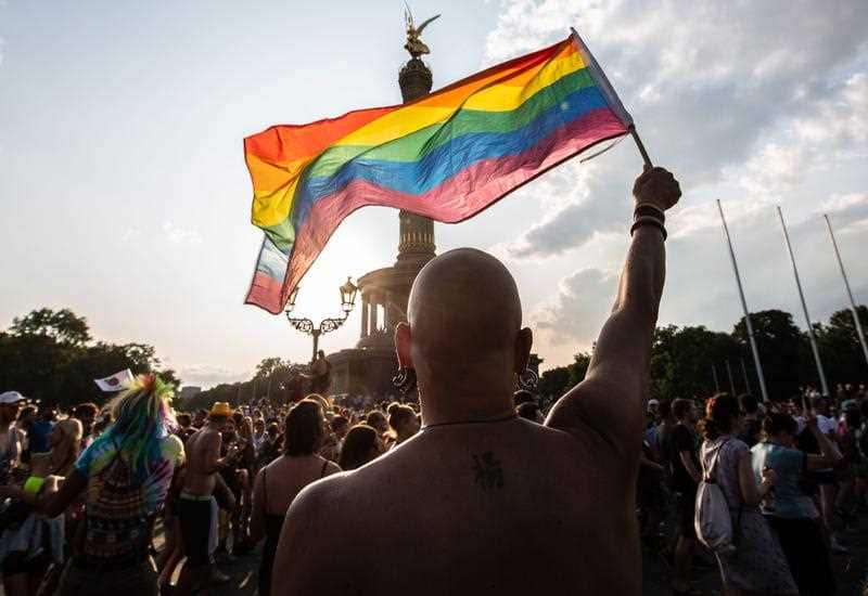 People participate in the 41st Christopher Street Day LGBT parade in Berlin, Germany, 27 July 2019