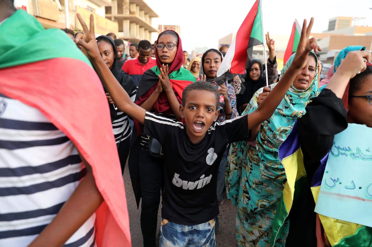 Sudanese students protest against the killing of five people in al-Obeid.