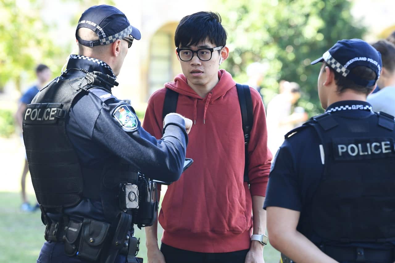 Police at the protest.