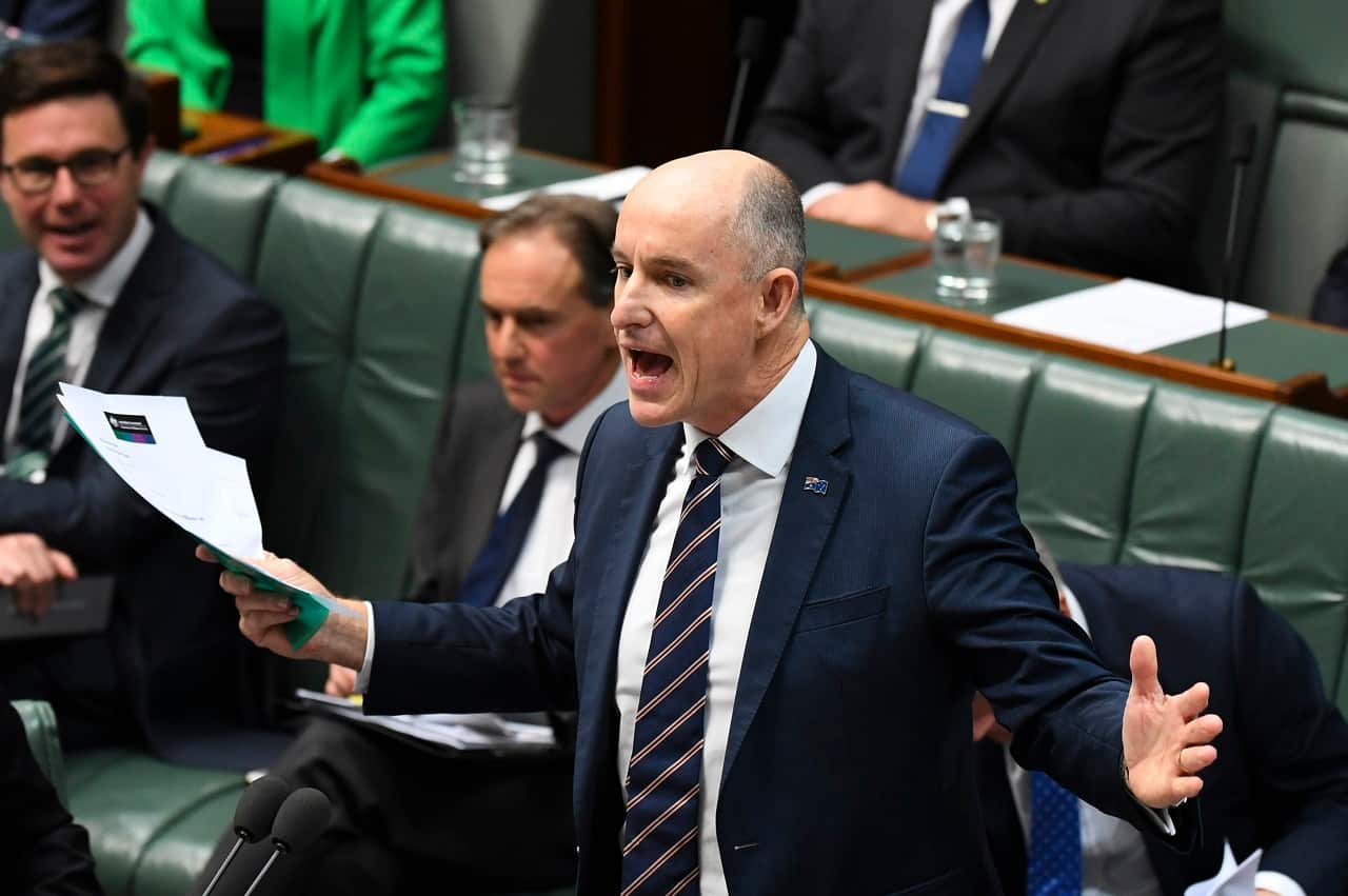 Minister Stuart Robert speaks during House of Representatives Question Time.