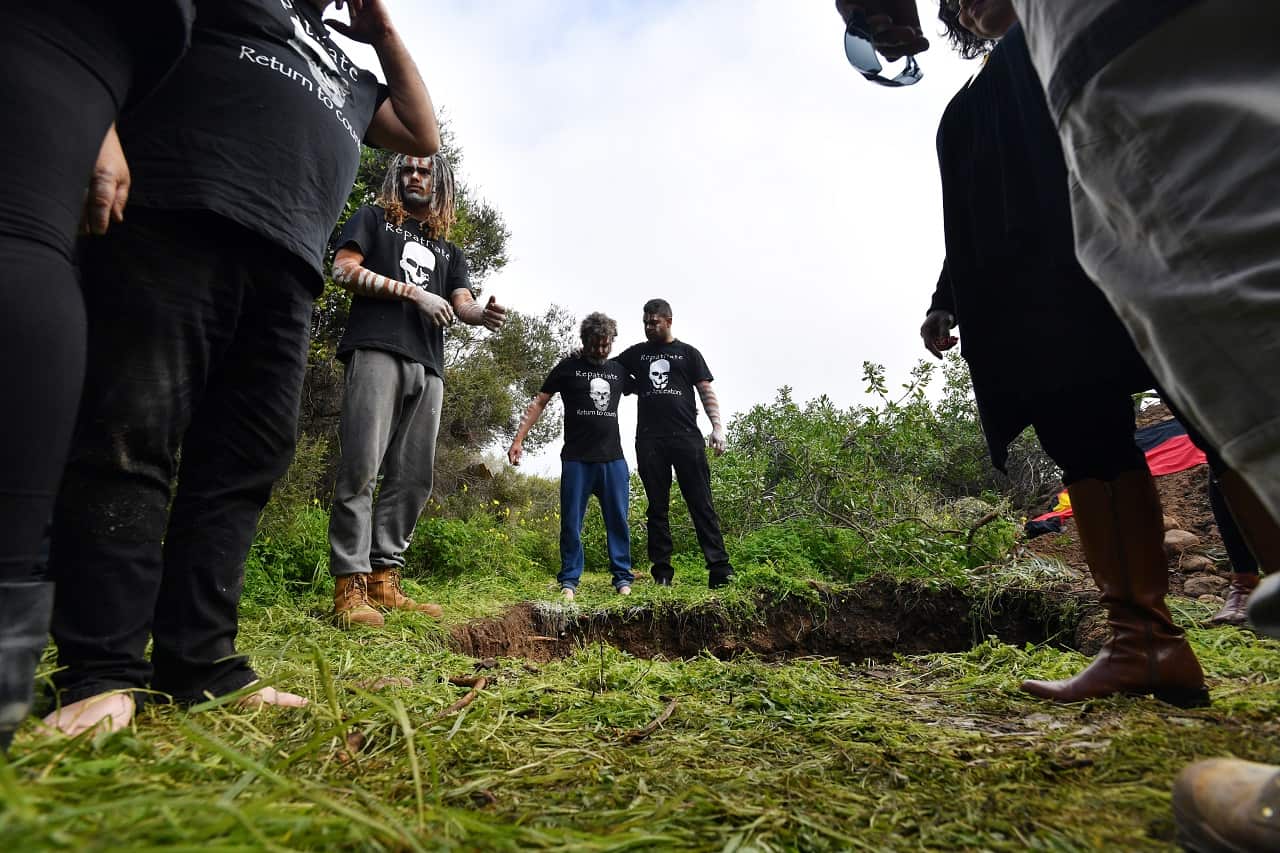 Kaurna people during a repatriation in Adelaide.