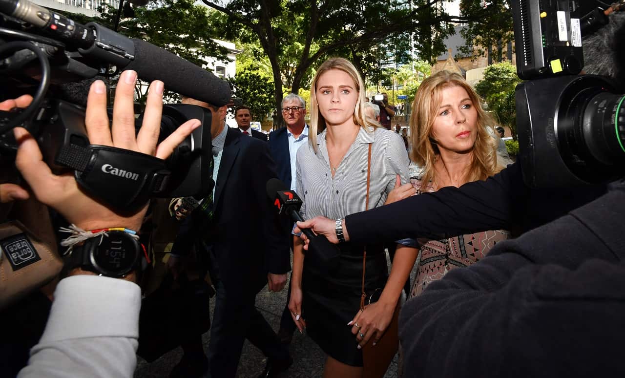 Shayna Jack arrives at the ASADA briefing.