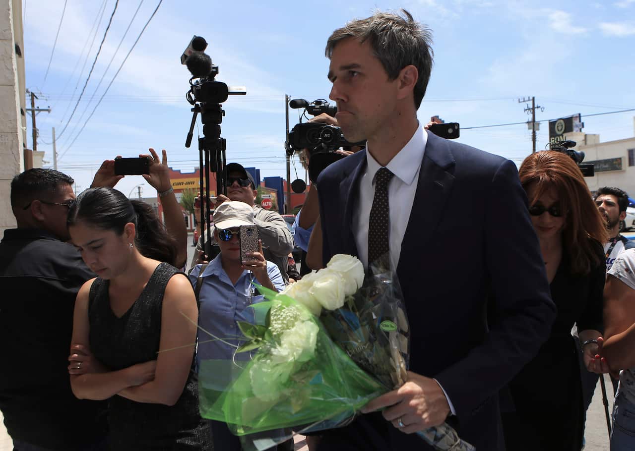 Presidential candidate Beto O'Rourke has been on a 12-day hiatus following the El Paso mass shooting. Here he attends the funeral of Ivan Filiberto Manzano.