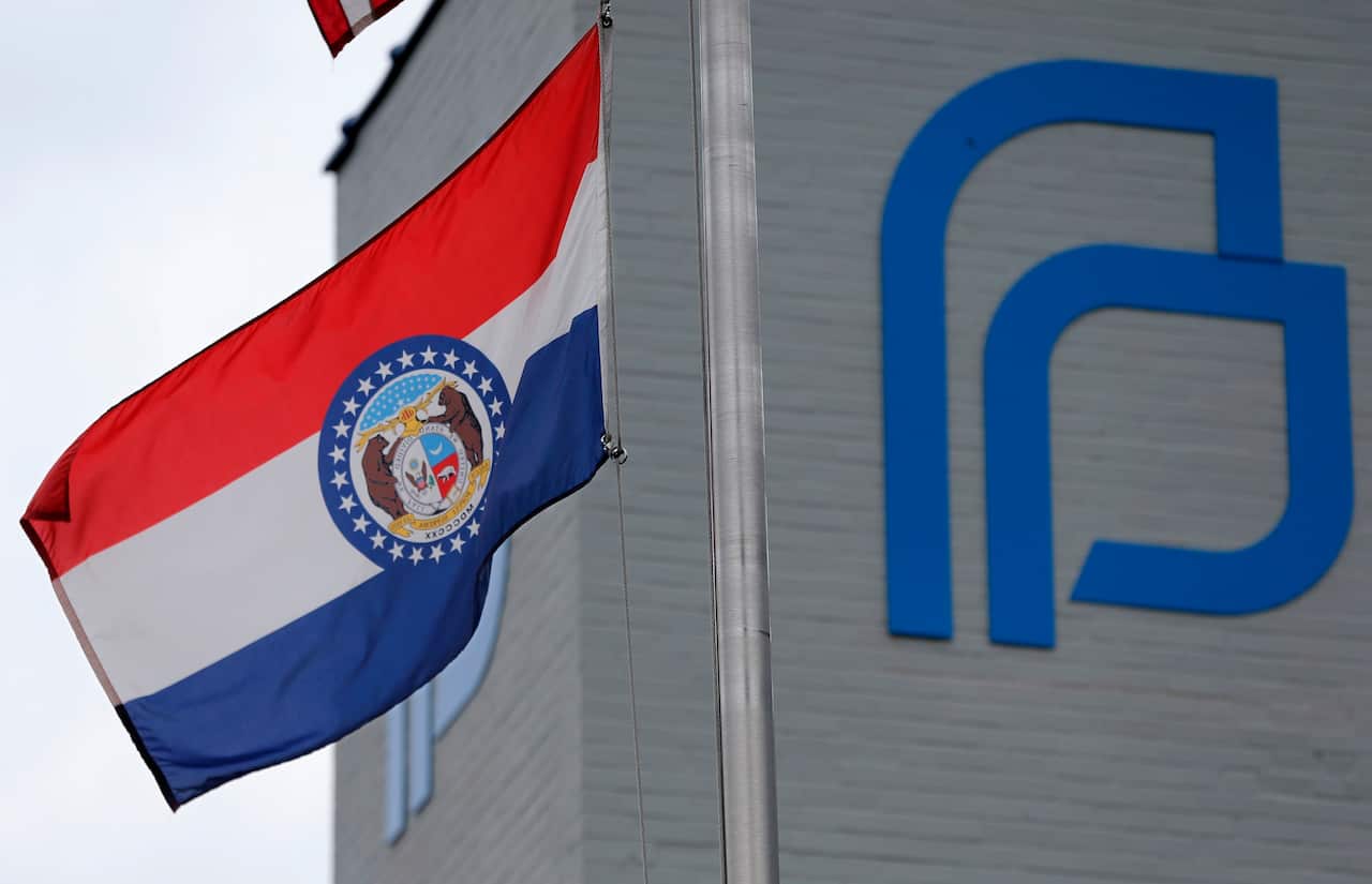 The Missouri state flag flies outside of Planned Parenthood of the St. Louis Region and Southwest Missouri.