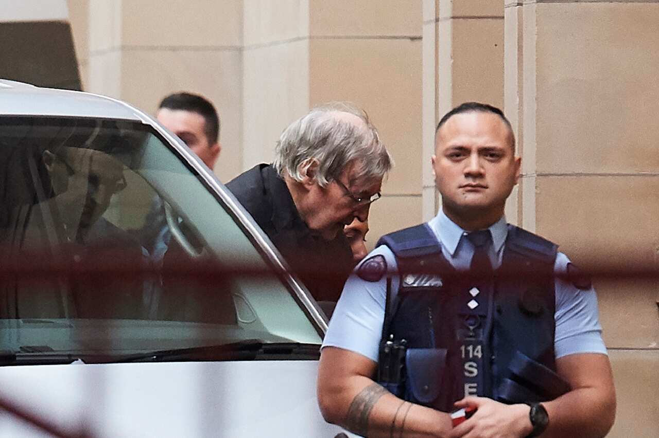Cardinal George Pell arrives at the Supreme Court of Appeal.