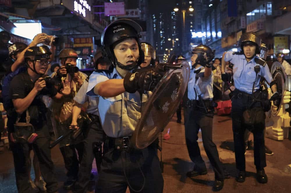 Protesters take part in an anti-government rally in Kwai Fung and Tsuen Wan, Hong Kong, China, 25 August 2019