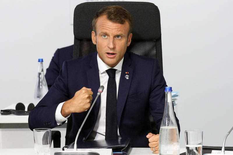 French President Emmanuel Macron during a session at the G7 summit.